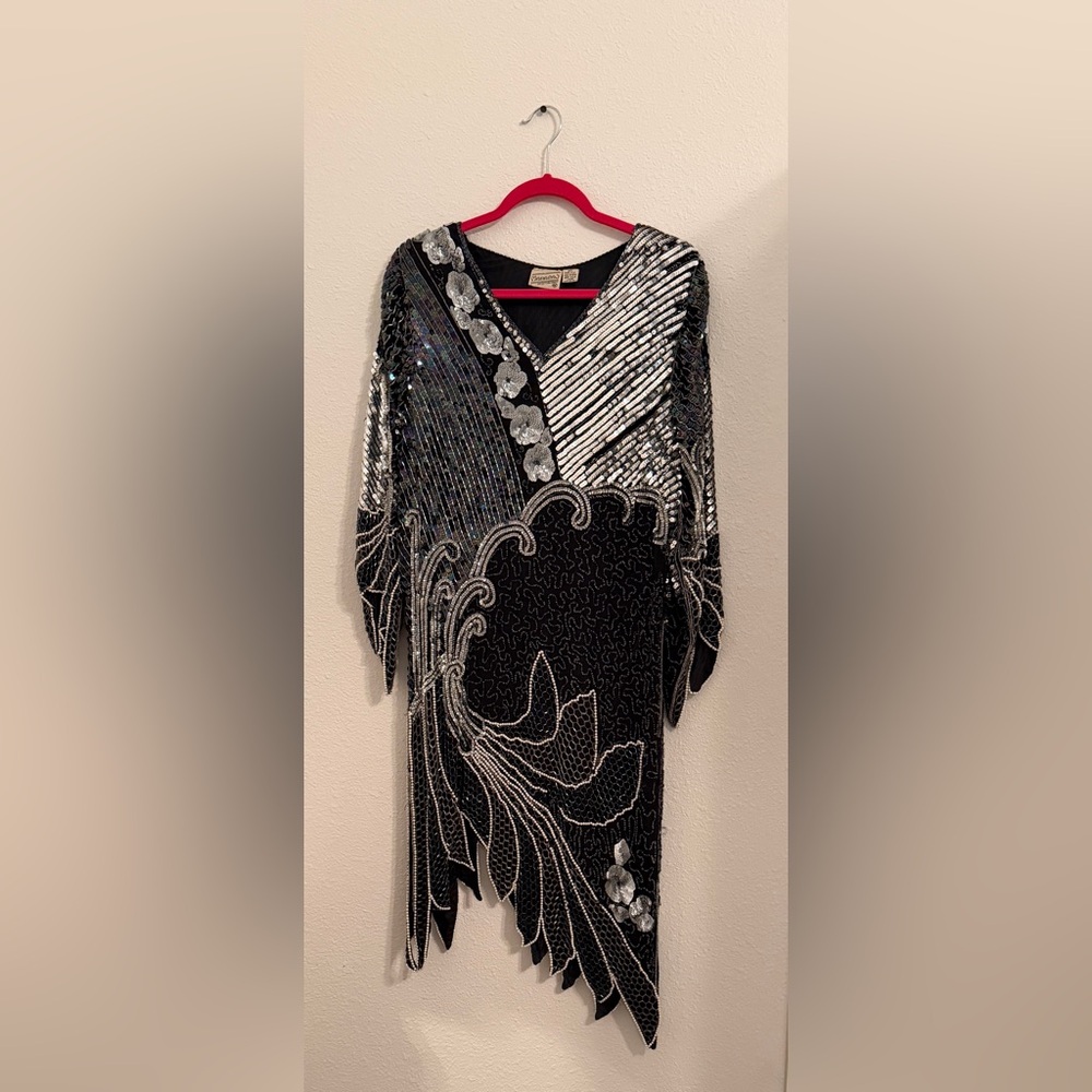 Cotton Candy Black and Silver Long Sleeve Dress